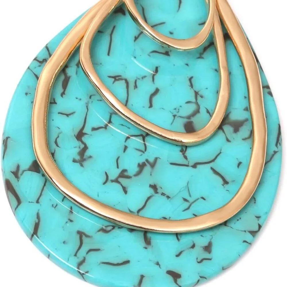 Long Necklace For Women Geometry Teardrop Acrylic Circle Pendant Necklace Statem